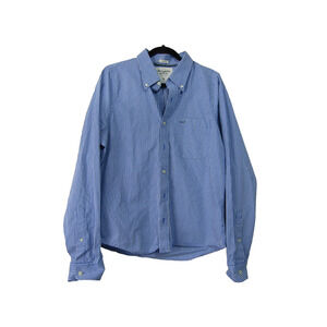 Abercrombie & Fitch Muscle Blue Stripe Button Shirt Cotton Cuff Mens size XL